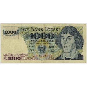 1,000 zlotys, 1982 reissue, GB series, Bank iCeski, COUNTERFEIT