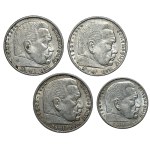 Niemcy, III Rzesza, zestaw 2-5 marek 1935-39