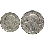 Zestaw 5-10 złotych 1932-34 Głowa kobiety