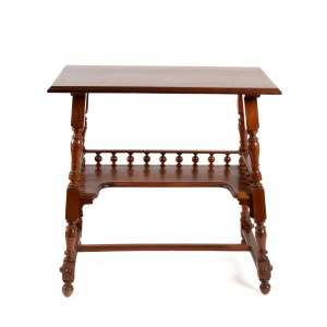 Eclectic side table with a shelf for newspapers