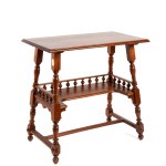 Eclectic side table with a shelf for newspapers