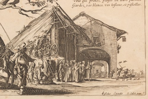 Jacques Callot (1592 -1635), z cyklu Cyganie, Postój Romów (1), 1621-1625