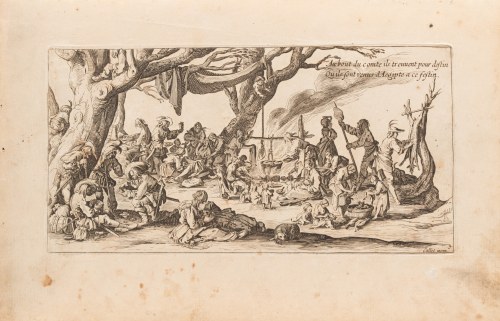 Jacques Callot (1592 -1635), z cyklu Cyganie, Przygotowanie posiłku (3), 1621-1625