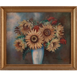 A. CHABROWSKI, Sunflowers and Rowan Berries in a Vase