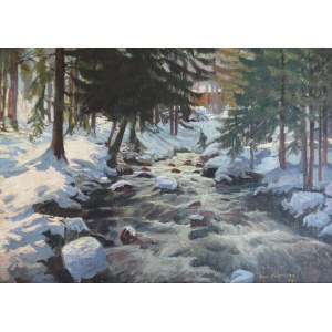 Maks HANEMAN (HANNEMANN) (1882-1941/1944 ?), « PAYSAGE D'HIVER AVEC UN RUISSEAU », 1931