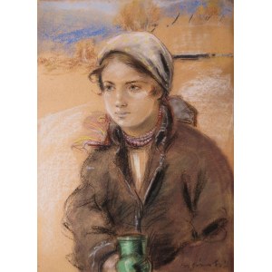 Stanisław GÓRSKI (1887–1955), PORTRAIT OF A YOUNG HUTSUL GIRL WITH A PITCHER
