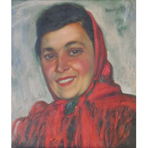 Czesław KURYATTO (1903–1951), PORTRAIT OF A WOMAN IN A RED SCARF