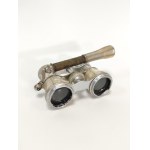 Theater binoculars with a handle and mother-of-pearl accents