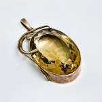 Large silver pendant with smoky quartz