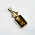 Silver Pendant with Smoky Quartz and Citrine