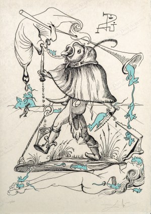 Salvador DALÍ (1904 - 1989), Le Charmeur des rats (Zaklinacz szczurów), z cyklu: Zabawne sny Pantagruela, 1973