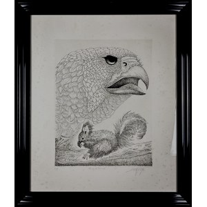Jacques Cortellari (1942-2002), „Faucon et écureuil” (Sokół i wiewiórka) lata 70-te XX w.