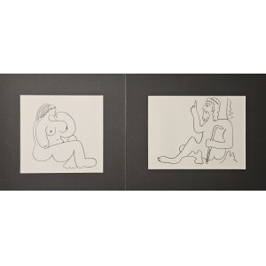 Pablo Picasso 1881-1974, z cyklu „Le Déjeuner sur l’herbe” ( Obiady na trawie), Wariacje na temat „Śniadanie na trawie” E. Maneta, 1962 ZESTAW 2 LITOGRAFII