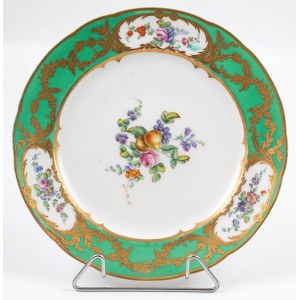 TALERZ DEKOROWANY W KWIATY, Francja Sevres, ok. 1770