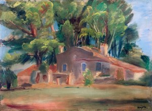 Henryk Hayden (1883 Warszawa - 1970 Paryż), Pejzaż z domem wśród drzew, 1930 r.