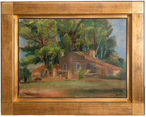 Henryk Hayden (1883 Warszawa - 1970 Paryż), Pejzaż z domem wśród drzew, 1930 r.