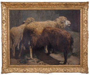 Heinrich Zügel (1850 Murhardt - 1941 Monachium), Trzy owce, 1872 r.