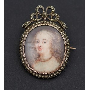 Broszka-miniatura z portretem królowej Polski Marii Ludwiki, Polska, miniatura XVII w., oprawa XVIII w.