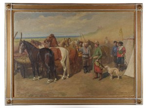 Antoni PIOTROWSKI (1853-1924), Pan referendarz kupuje konie, 1918
