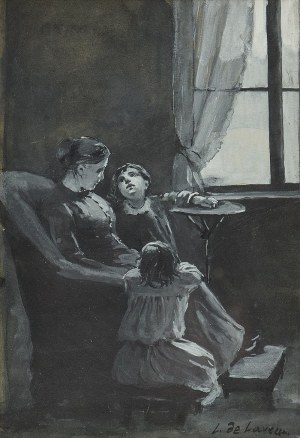 Ludwik De LAVEAUX (1869-1894), W domowym zaciszu - Matka z dziećmi