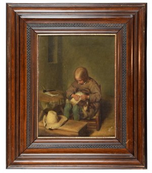Ferdinand THURNHERR (1875-1930/50), według Gerarda TER BORCHA II (1617-1681), Chłopiec iskający psa