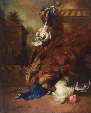 Melchior DE HONDECOETER (1636-1695) - krąg, Martwa natura z ptactwem