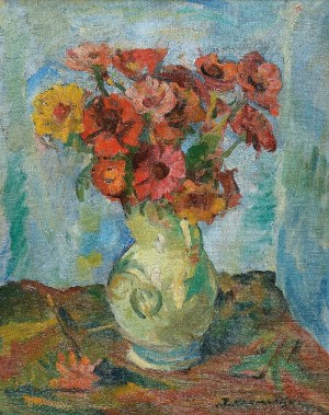 Jan KARMAŃSKI (1887-1958), Kwiaty w wazonie, 1954