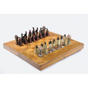 Kaseta - szachownica z zestawem figur w formie postaci górali