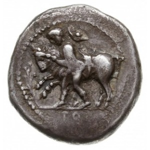 drachma 450-400, Aw: Młodzieniec ujarzmiający byka kroc...