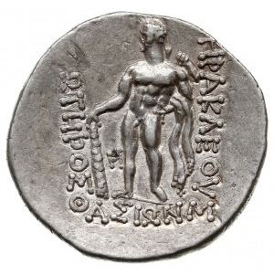 tetradrachma 146-50 pne, Aw: Głow Dionizosa w prawo, Rw...
