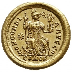 solidus 408-420, Konstantynopol, Aw: Popiersie cesarza ...