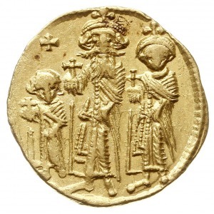 solidus, 632-635, Konstantynopol, Aw: Trzej cesarze sto...