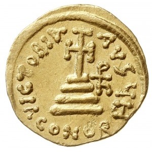 solidus, 632-635, Konstantynopol, Aw: Trzej cesarze sto...