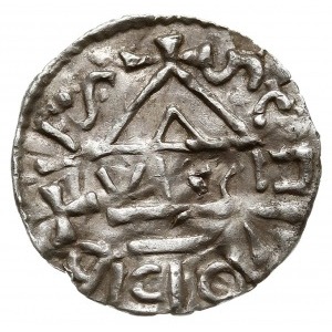 denar 995-1002, mincerz VIICI (Vaz), Aw: Dach kościoła,...