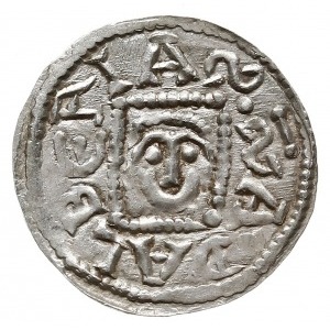 denar z lat 1146-1157, Aw: Książę z mieczem trzymanym p...