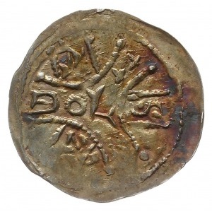 denar, po 1166 roku, Aw: Książę na koniu w prawo, trzym...