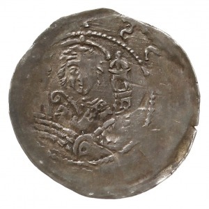denar 1238-1241, Głogów lub Wrocław, Aw: Postać siedząc...