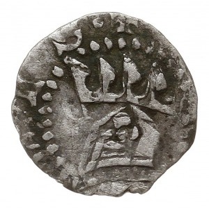 denar ok. 1325-1333, Aw: Hełm rycerski z pióropuszem, R...