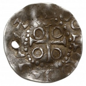 naśladownictwo denara saksońskiego Ottona III, Aw: Krzy...