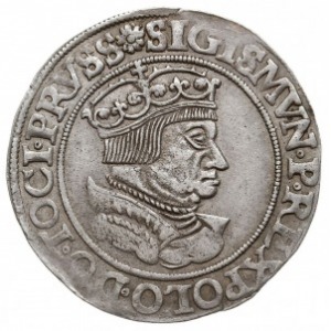 szóstak 1535, Gdańsk, Aw: Głowa króla w prawo, w koroni...