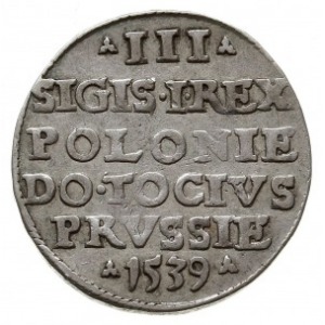 trojak 1539, Elbląg, odmiana z napisem ELBIN, Iger E.39...