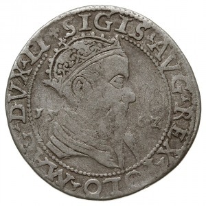 trojak 1562, Wilno, moneta z popiersiem króla, końcówki...