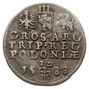 trojak 1588, Olkusz, awers typowy dla trojaków z tarczą...