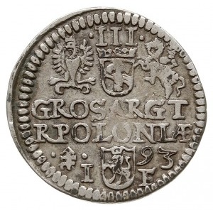 trojak 1593, Olkusz, Iger O.93.6.a (R3), rzadki typ mon...