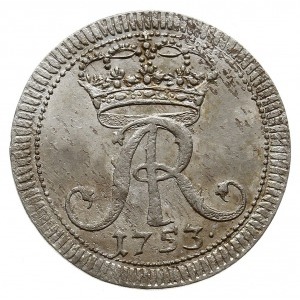 1/24 talara (grosz) 1753, Lipsk, Aw: Monogram królewski...