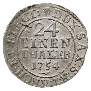 1/24 talara (grosz) 1754, Drezno, z hakiem pod datą i i...