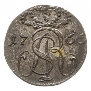 szeląg 1766 F.L.S., Gdańsk, mały monogram, srebro, Plag...
