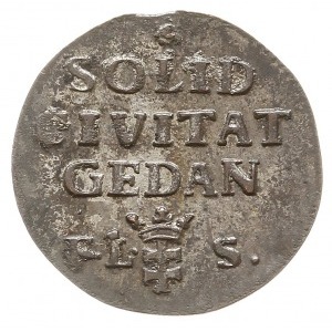 szeląg 1766 F.L.S., Gdańsk, mały monogram, srebro, Plag...
