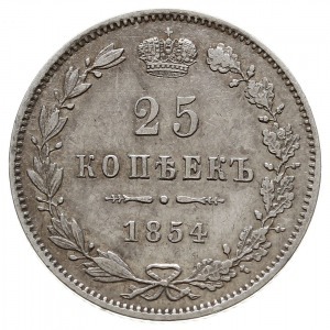 25 kopiejek 1854 MW, Warszawa, wariant z małą koroną, p...