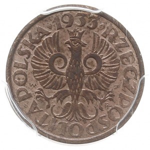 1 grosz 1933, Warszawa, Parchimowicz 101h, moneta w pud...